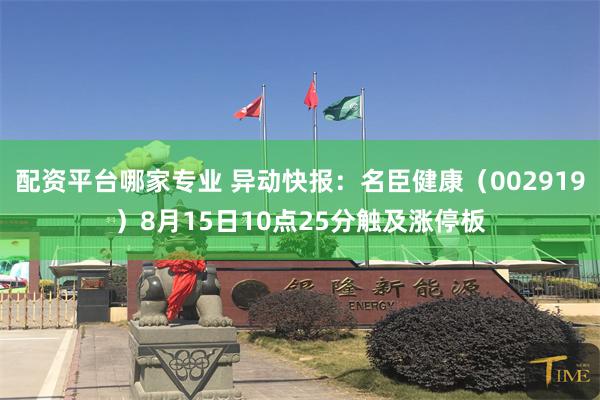 配资平台哪家专业 异动快报：名臣健康（002919）8月15日10点25分触及涨停板